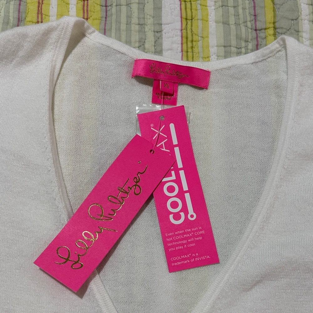 Lilly Pulitzer White Kresta Sweater with Ruffled Sleeves